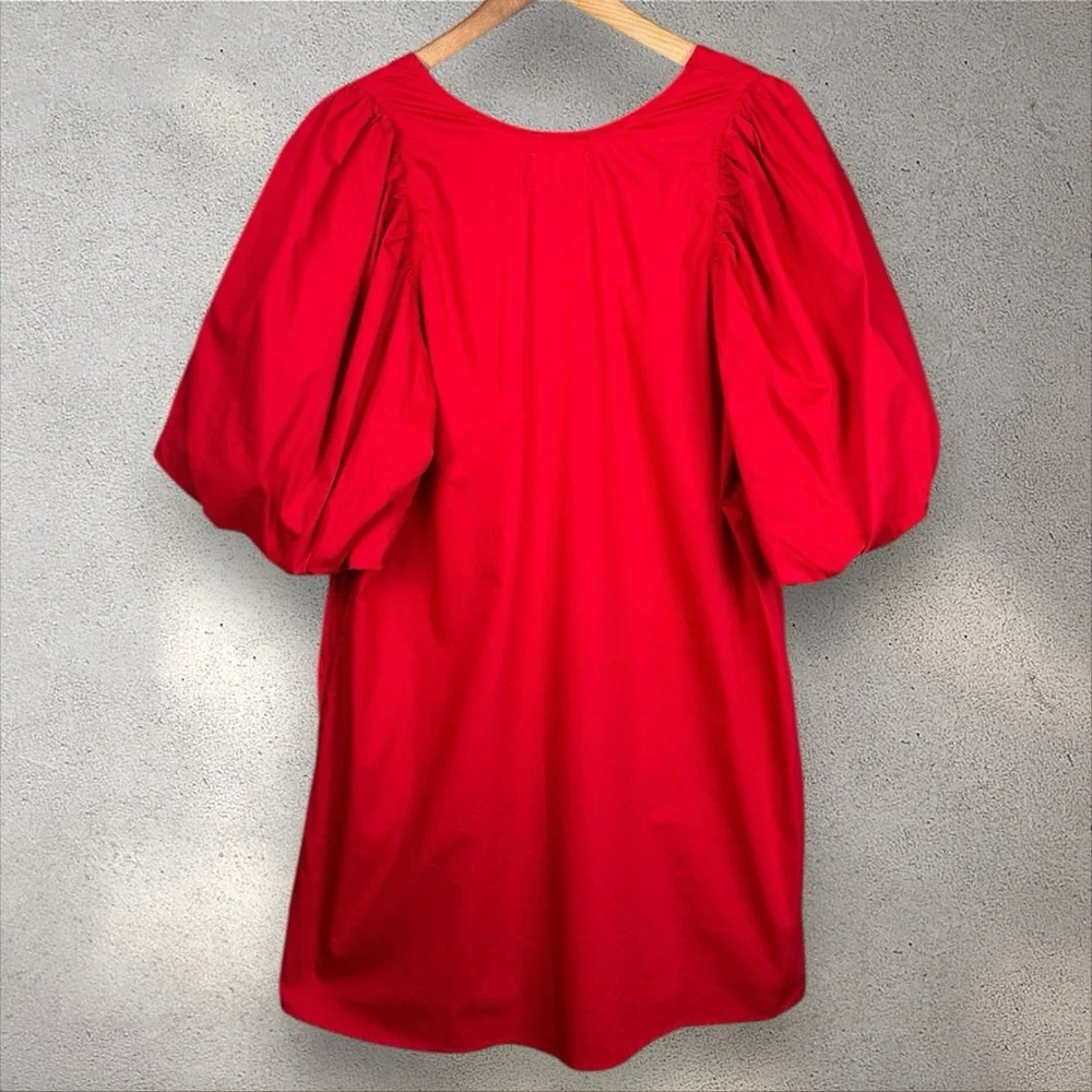 Caryn Lawn Lila‎ Cotton Poplin Mini Dress One Size Red NWT - Picture 5 of 6